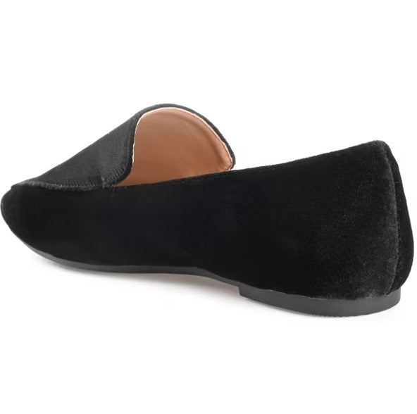 Journee Collection Silas Womens Size 9.5, Square Toe Flats Loafers, Black Velvet
