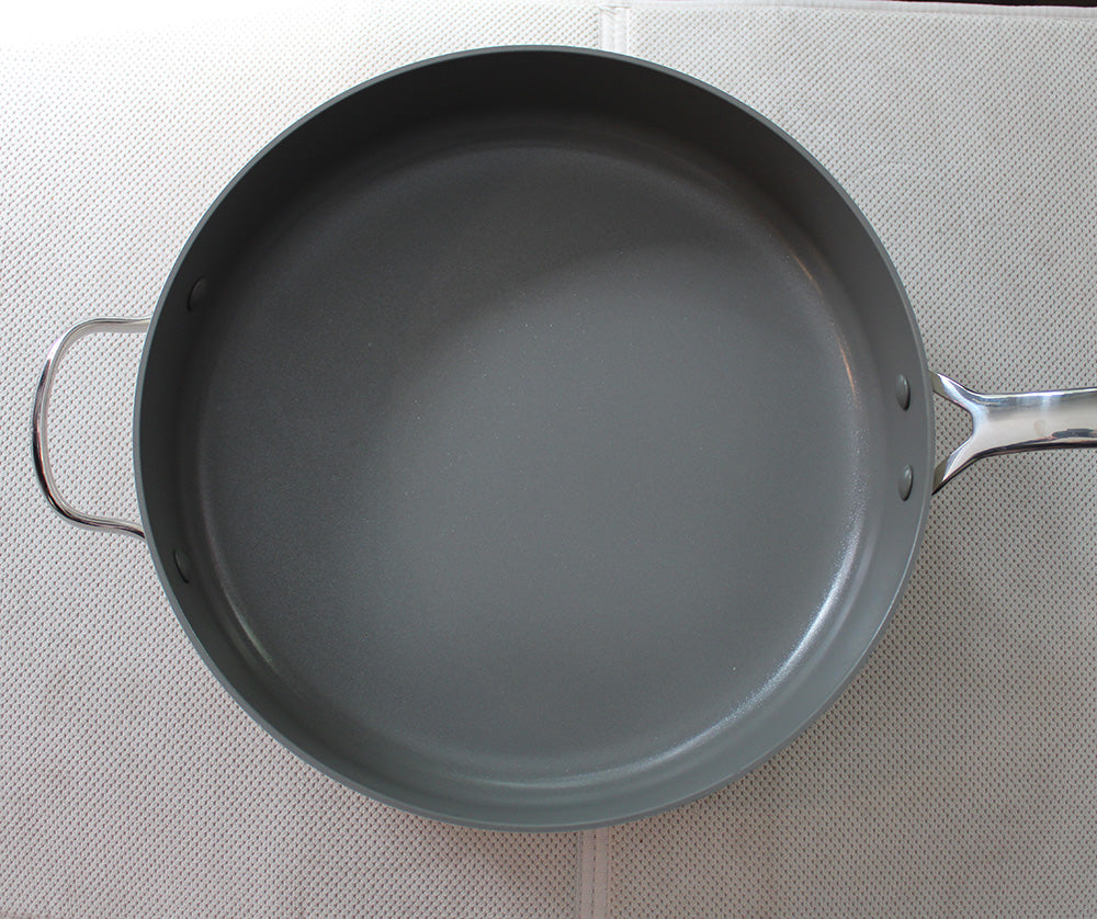GreenPan Eras Ceramic Non-Stick 4.5 Quart Sautepan w/ Silicone Rim Glass Lid
