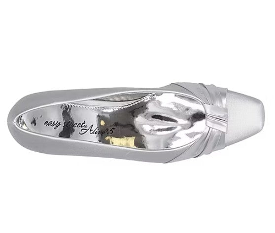 Easy Street Women's Size 7 M, Waive Square Low Heel Pumps Dress Shoes, Silver