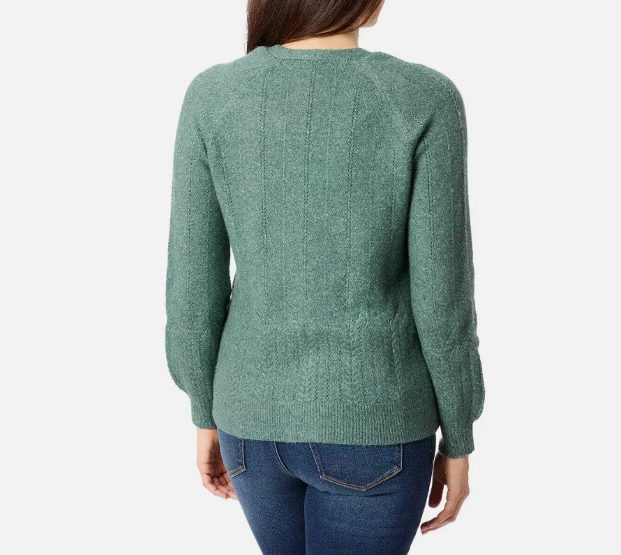 Briggs Ladies' Size X-Large Button Front V-Neck Cardigan Sweater, Green, NWOT