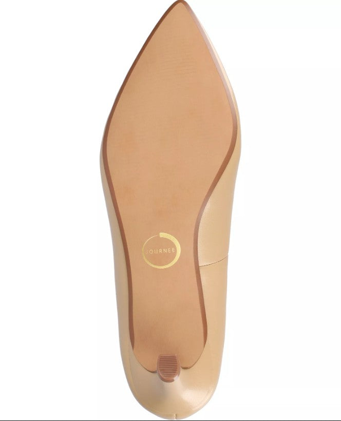 Journee Womens 6 W, Scylee Pointed Stiletto Heel Pumps, Tan