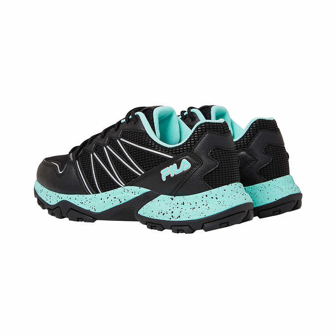 Fila Quadrix Ladies' Size 6, Trail Shoe Sneaker, Black - Aqua, Customer Return