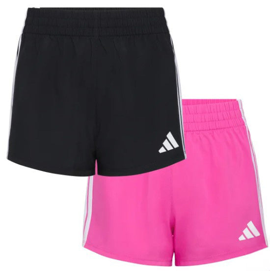 adidas Youth Girl's Size Medium (10/12) 2-pack Shorts, (1) Black (1) Pink
