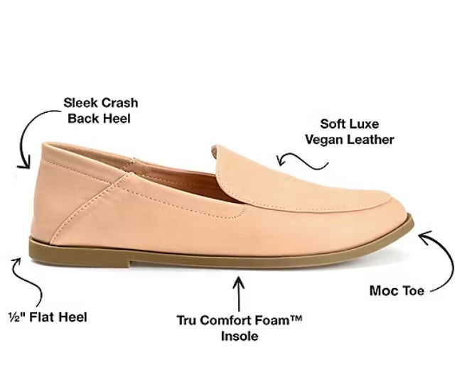 Journee Collection Corinne Womens Size 9 W, Moc Closed Toe Loafers, Nude