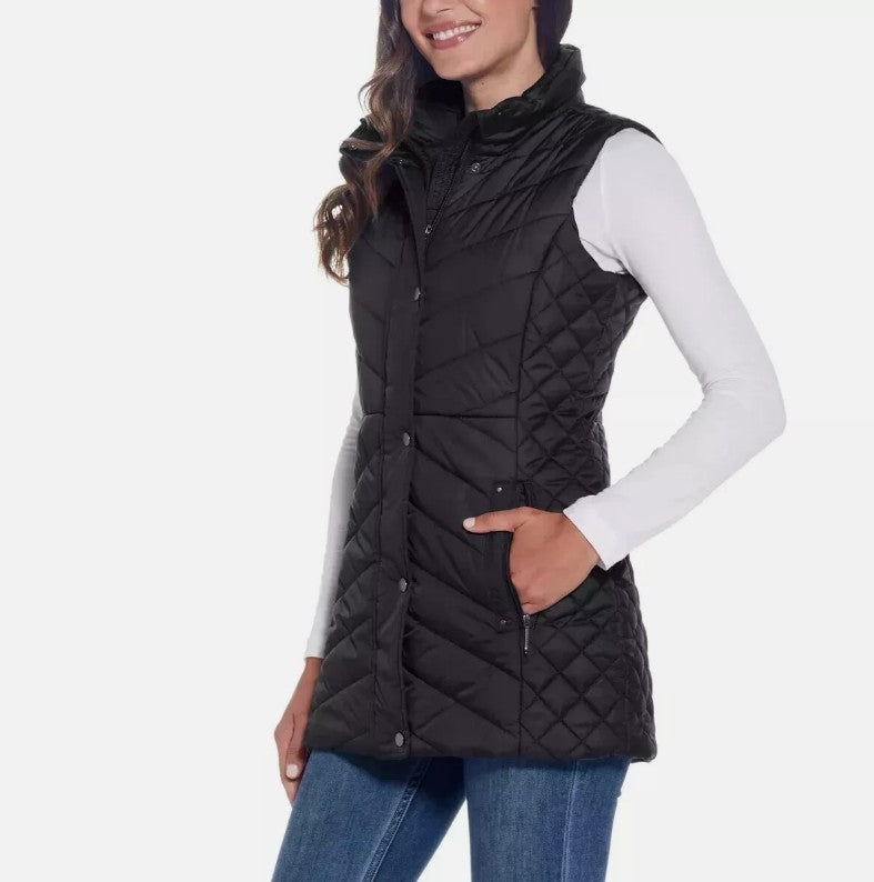 Weatherproof Ladies' Size XL (16-18) Quilted Vest, Long, Black