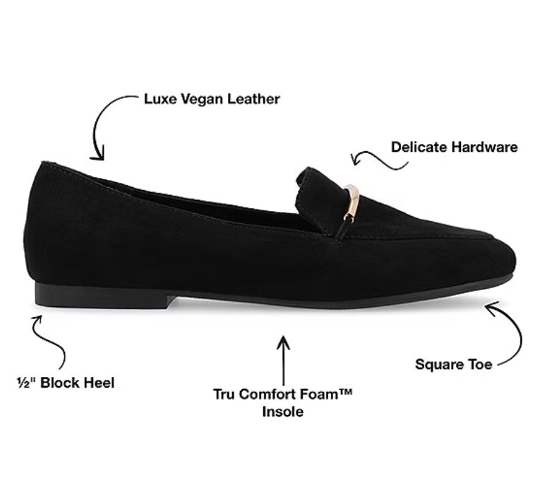 Journee Collection Wrenn Women's Size 9.5 W, Moc Closed Toe Loafers, Black Suede