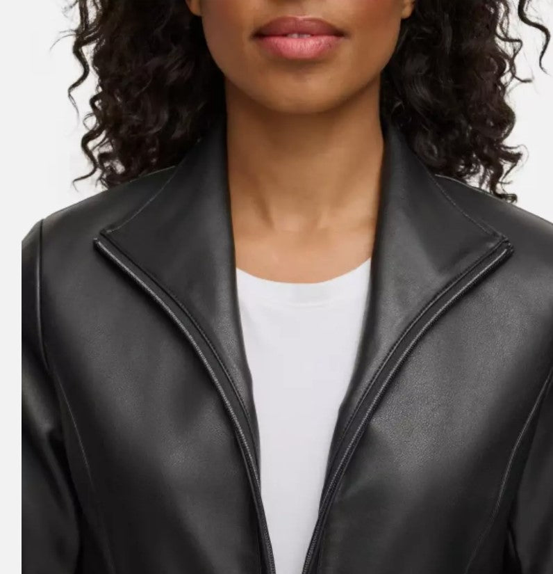 Kenneth Cole Ladies' Size Small (4-6), Faux Leather (PU) Jacket, Black