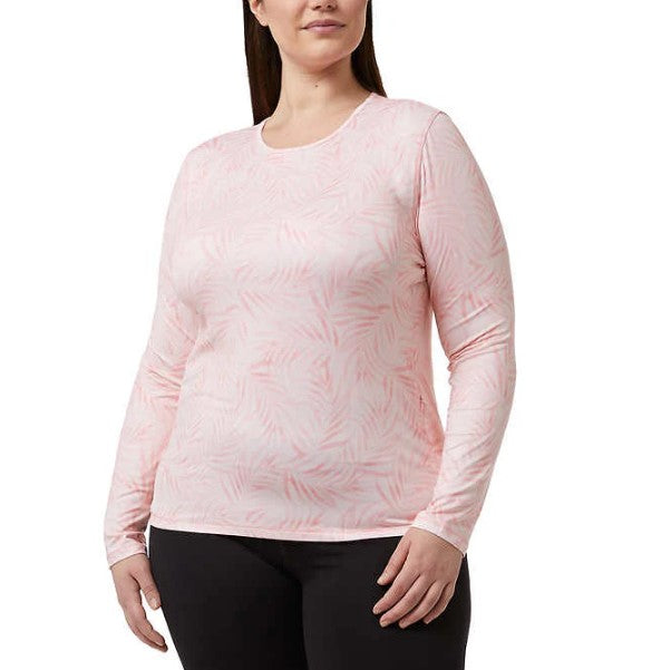 32 Degrees Ladies' Size XXL, UPF 50+ Long Sleeve Sun Tee, Summer Palm Pink