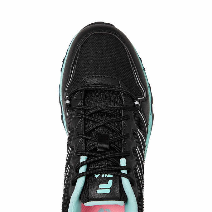 Fila Quadrix Ladies' Size 6, Trail Shoe Sneaker, Black - Aqua, Customer Return