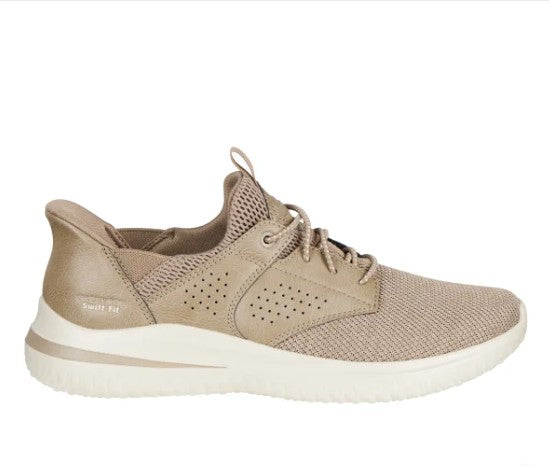Skechers Men's Size 9, Delson Swift Fit Hands Free Shoes, Taupe