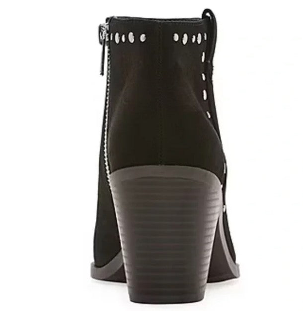 a.n.a Darlin Women's Size 7.5 M, Stacked Heel Faux Suede Booties, Black, NO BOX