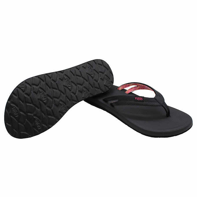 Flojos Ladies Size 8 Flip Flops Sandals Thongs, Black