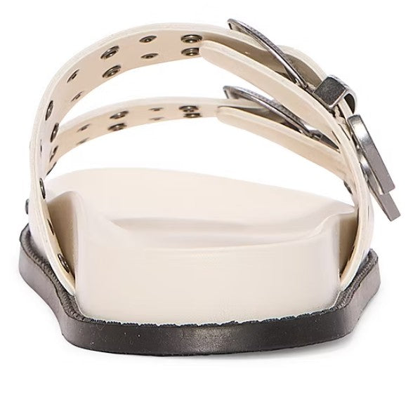 Arizona Jean Co Women's Size 8.5, Montego Double Buckle Footbed Sandals, Cream