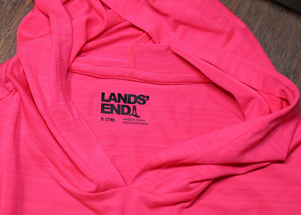 Lands End Girl's Size Small (7/8) Swim Set, Rash Guard Hoodie and Swimsuit