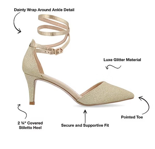 Journee Collection Luela Women's Size 6, Pointed Stiletto Dress Pumps, Gold