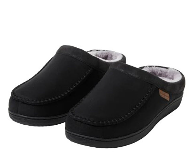 Dearfoams Mens' Size Medium (9-10) Indoor/Outdoor Slipper, Black New with Tags
