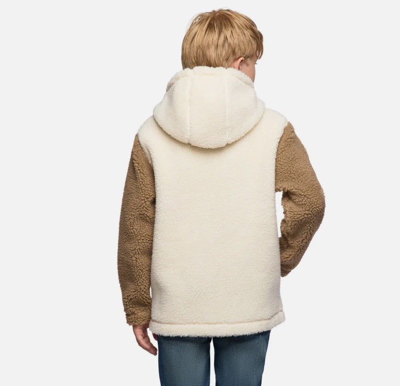 Quiksilver Youth Boy's Size Small (7/8) Hooded Sherpa Jacket, Beige, Grade A