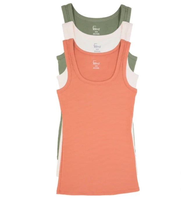 Felina Women's Size XL (14-16) Ribbed Tank Tops, 3-pack, Open Box