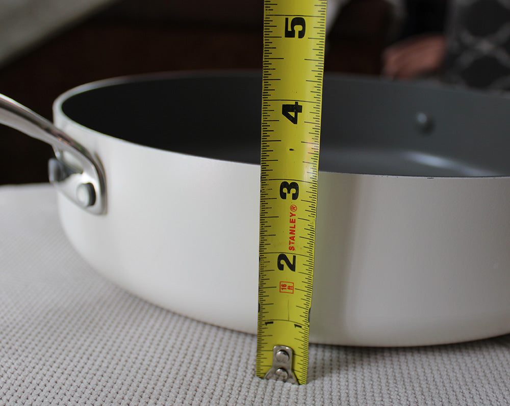 GreenPan Eras Ceramic Non-Stick 4.5 Quart Sautepan w/ Silicone Rim Glass Lid