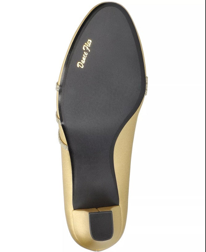 Easy Street Women's Size 7.5, Cristiny Slip-On Pumps Dress Shoes, Gold Satin