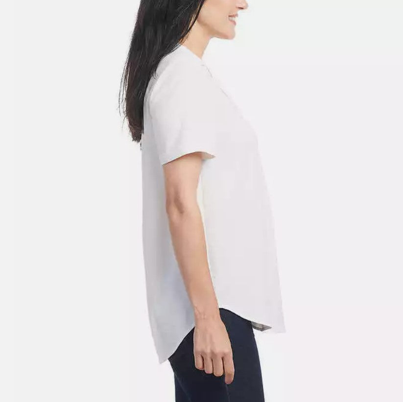 Hilary Radley Ladies' Size X-Small (0-2) Short Sleeve V-Neck Blouse, Ivory