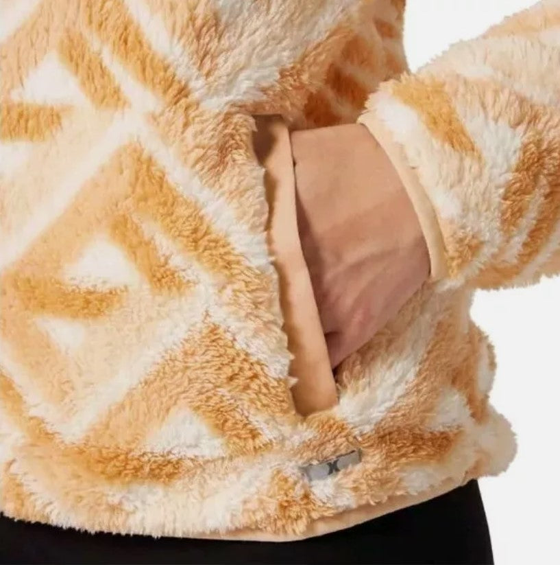 Hurley Ladies' Size XS (0-2) Snap Plush Pullover, Orange, Customer Return