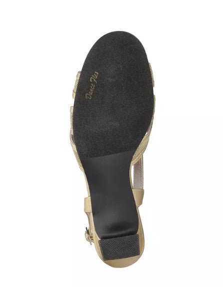 Easy Street Women's Size 7.5 Wide, Tristen Dress Sandals, Gold Satin/Glitter