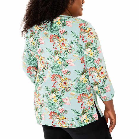 Mario Serrani Ladies' Size Medium, 3Q Sleeve Tunic Top, Blue Floral