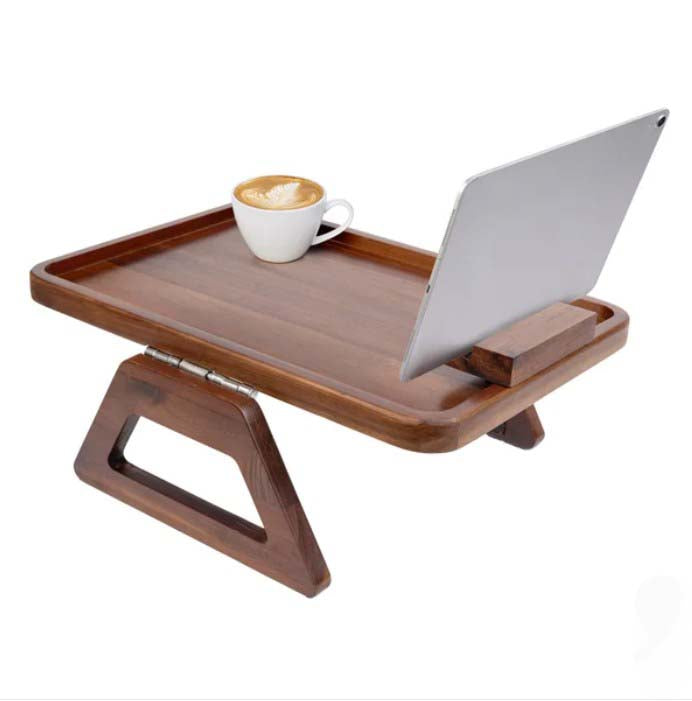 Smart Design Acacia Sofa Armrest Tray, 15.3” L x 10.6” W x 6.4” H, Open Box