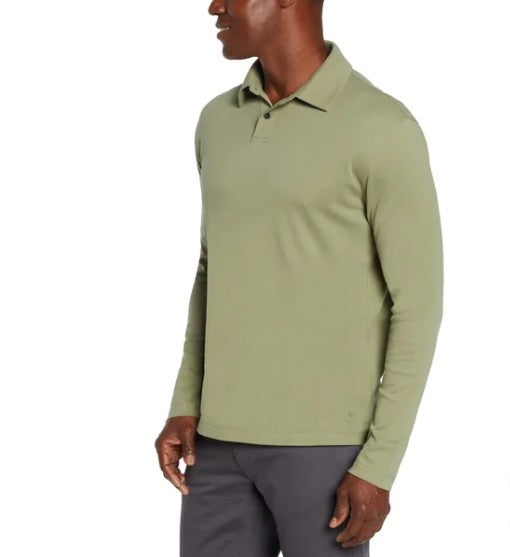 Banana Republic Men's Size Medium Long Sleeve Luxe Polo Shirt, Green