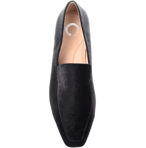 Journee Collection Silas Womens Size 9.5, Square Toe Flats Loafers, Black Velvet