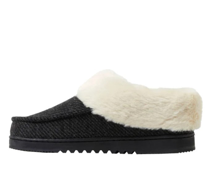 Dearfoams Ladies' Size Medium (7/8) Memory Foam Slippers, Black, Customer Return