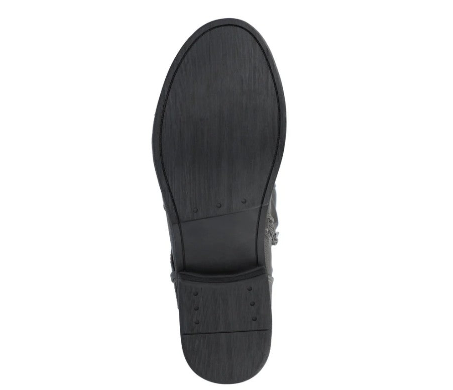 Journee Collection Women Stormy, Size 8.5, Buckle-Accented Riding Boots, Gray