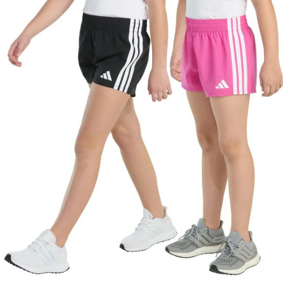 adidas Youth Girl's Size Medium (10/12) 2-pack Shorts, (1) Black (1) Pink