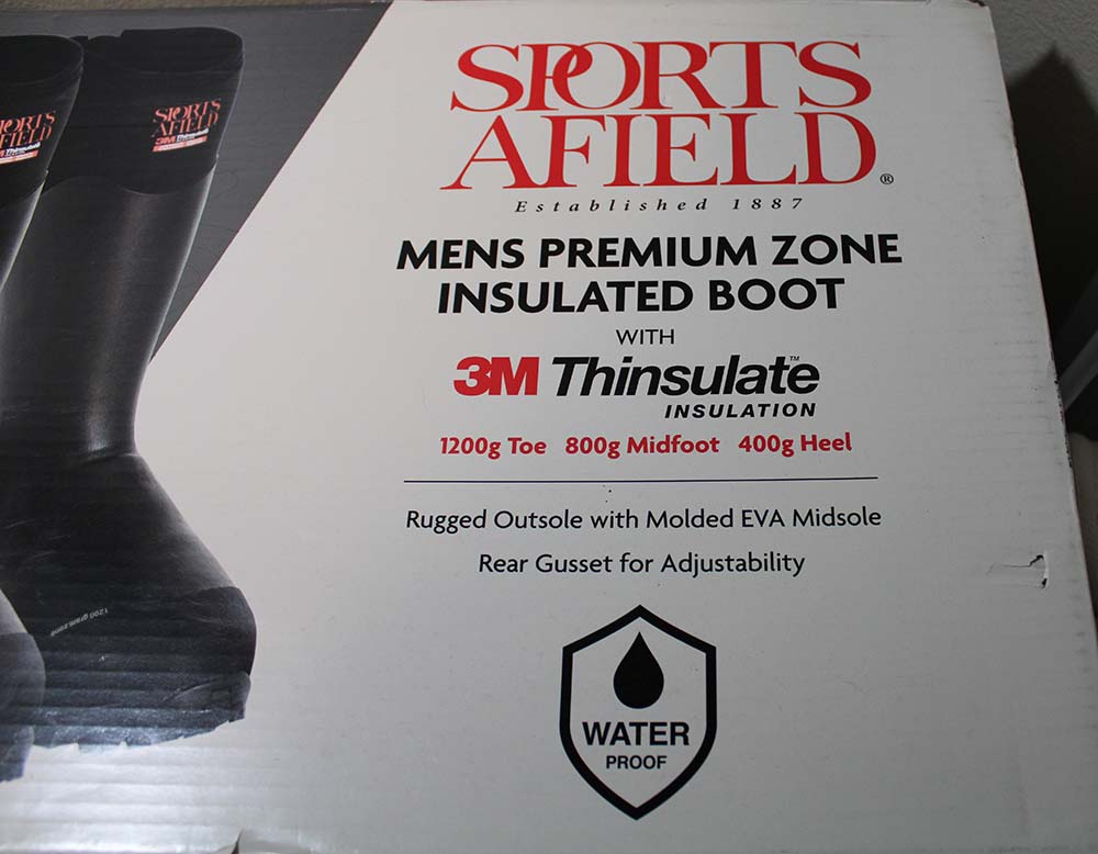 Sports Afield Pursuit 800 Men's Size 12, Waterproof Rubber Knee Boots, Black