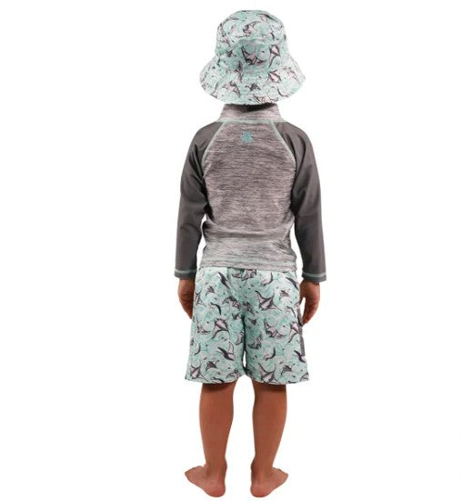 UV Skinz Size 3T Swim Set 3-PC (1) swim shirt (1) board short (1) hat, Manta Rey