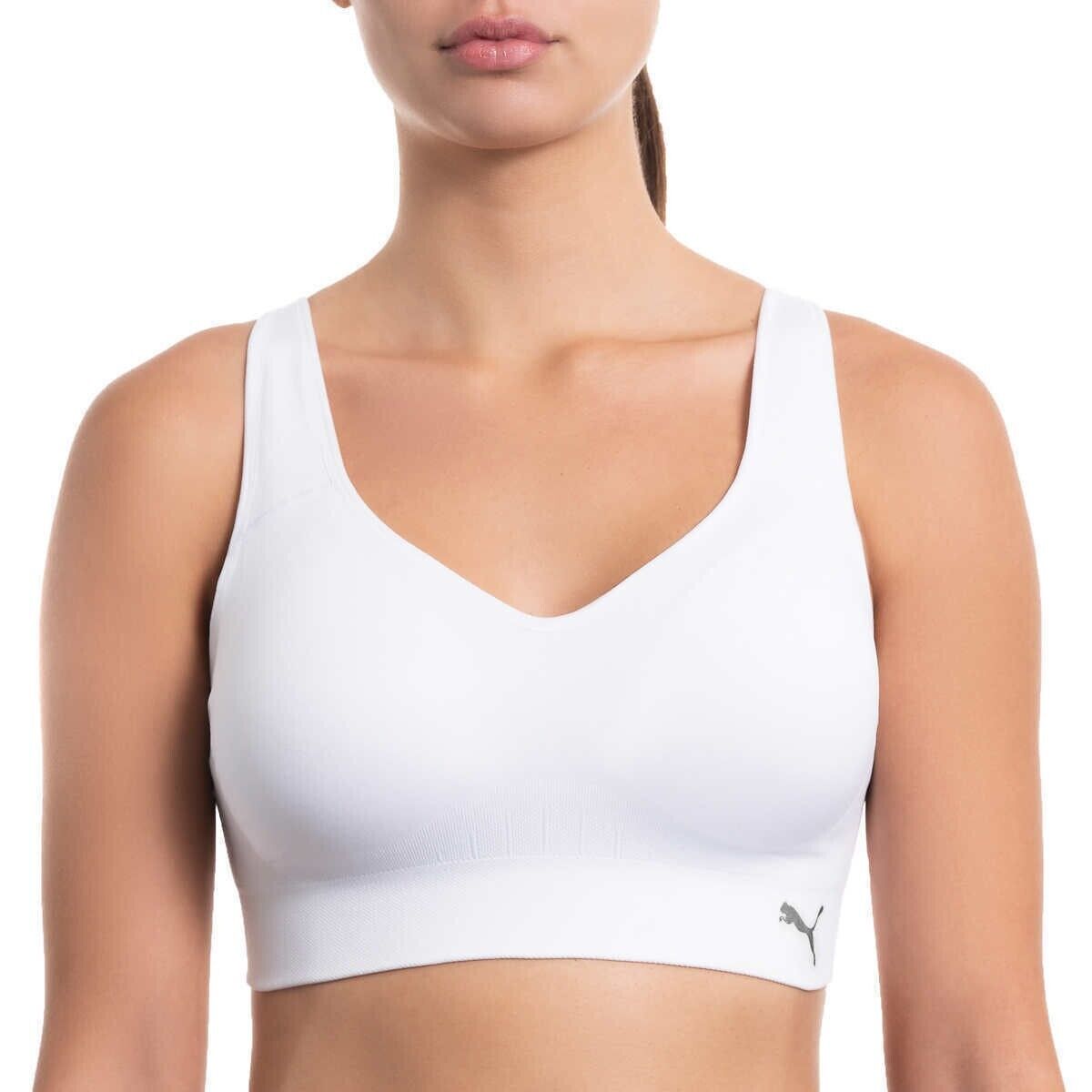 PUMA 2 PACK Ladies' Size XL Seamless Sports Bra, (1) White (1) Pink