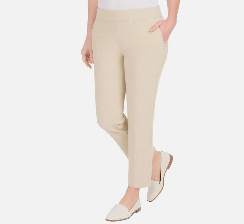 Hilary Radley Women's Size X-Small (2) Pull-On Ankle Pants, Heather Light Sand