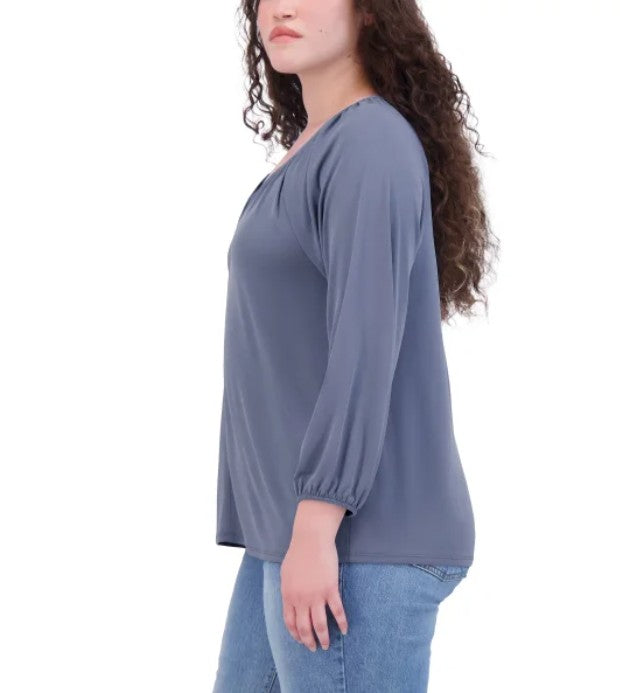 Lucky Brand Women's Size Medium (8-10) 3/4 Sleeve Sandwash Top, Blue