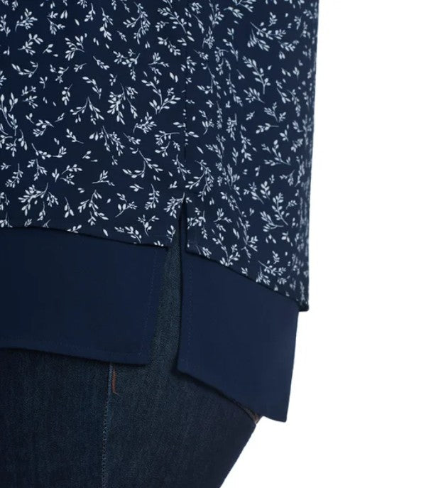 Hilary Radley Ladies' Size 2X (20) Short Sleeve Double Layer Blouse, Navy