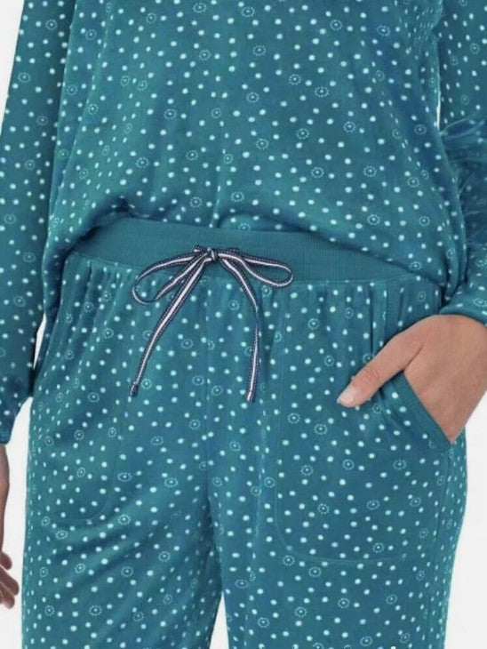Nautica Ladies' Size X-Large (18-20), 2-PC Silky Fleece Pajamas Set, Blue (Teal)
