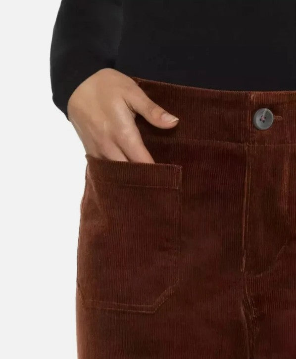 Matty M Ladies' Size XL (16) Wide Leg Corduroy Pants, Brick Red