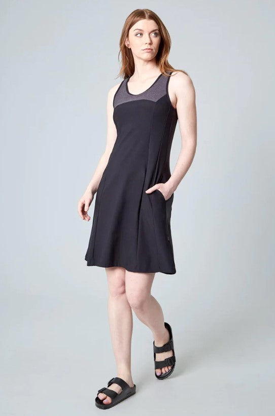 Mondetta Women’s Size Small Sleeveless Active Dress, Black / Charcoal