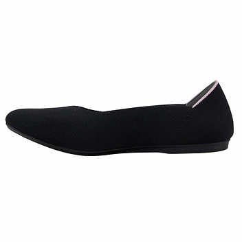 JSport Ladies Size 7.5 Flat Knit Slip on Shoes, Black, Customer Return