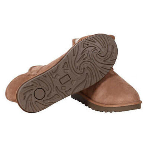 Kirkland Signature Ladies' Size 7 Shearling Scalloped Edge Boots, Chestnut, Customer Return