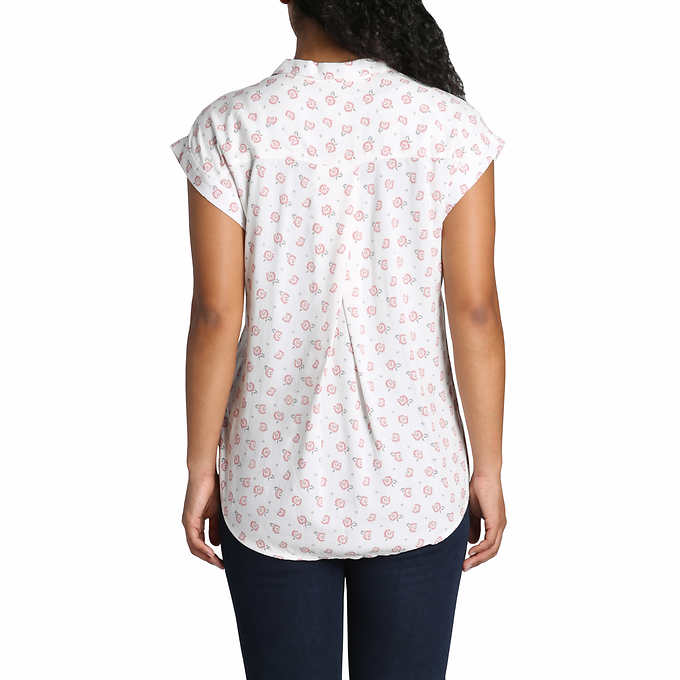 Jachs Girlfriend Ladies' Size Large Short Sleeve Blouse, White, Customer Return