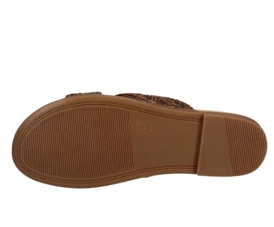 Draper James Women's Size 8 Raffia Cross Strap Sandals, Brown