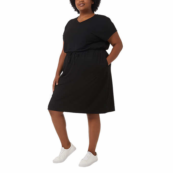 32 Degrees Ladies' Size Small, Soft Lux Short Sleeve Dress, Black