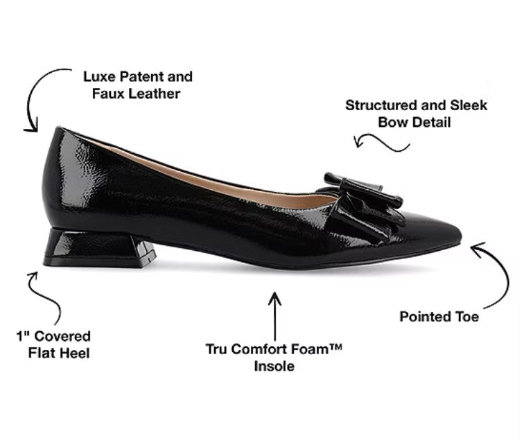 Journee Collection Ophelia Women Size 11, Pointed Toe Ballet Flats, Patent Black