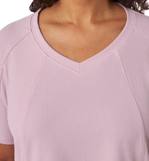 Mondetta Women's Size X-Large (16) Short Sleeve V-Neck Tee Shirt, Pink